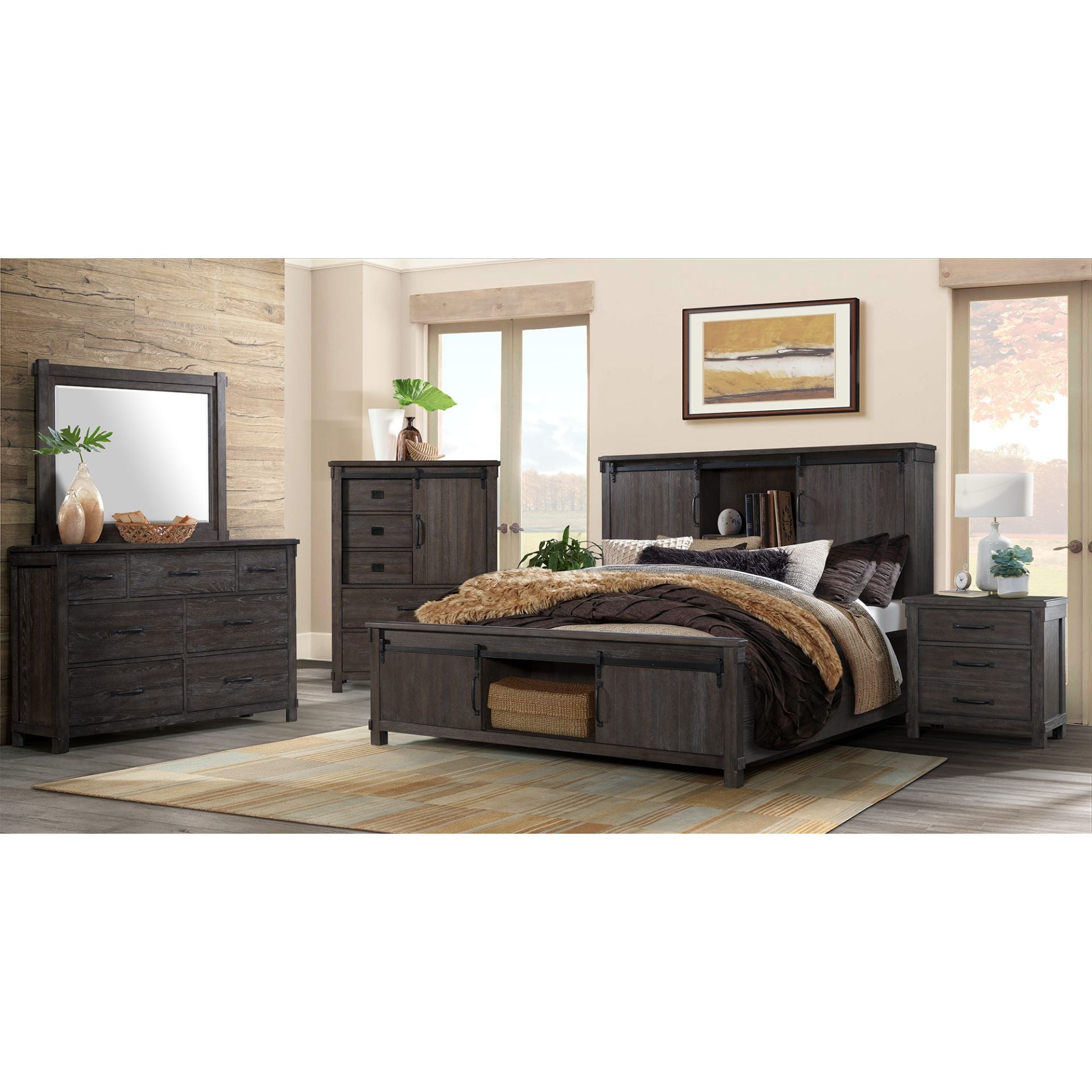 Scott Dark Oak Brown Storage Bedroom Collection - Warehouse Pricing