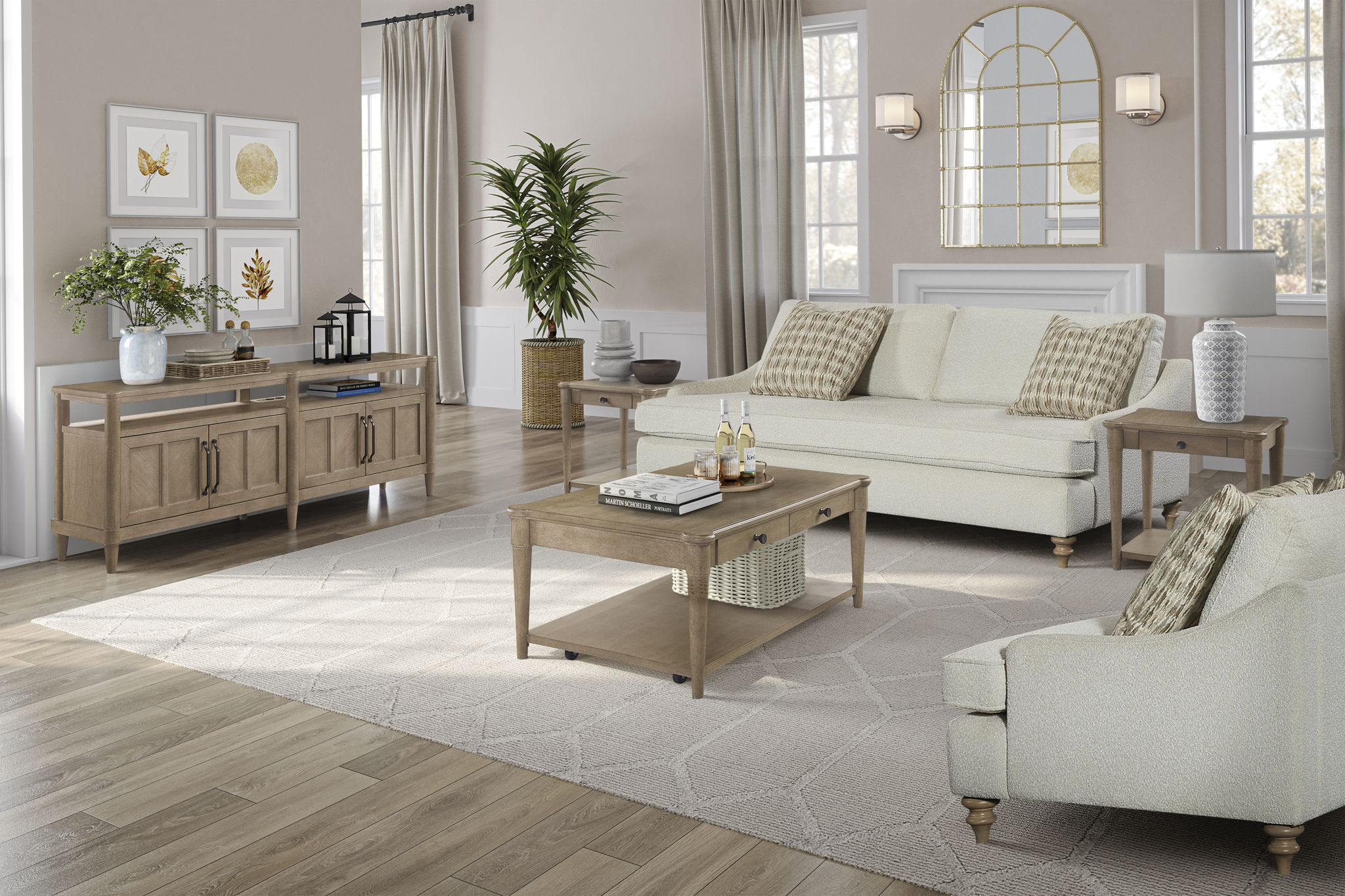 Citrus Heights - Sofa With 2 Pillows - White