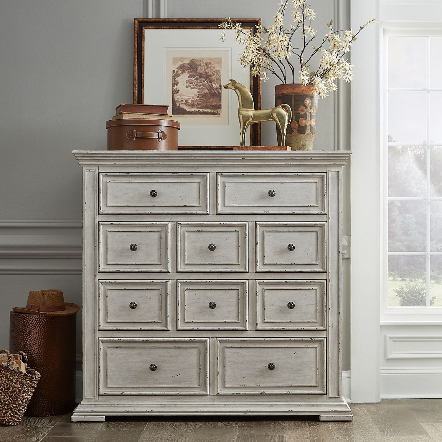 Big Valley 361W-BR Bedroom Collection By Liberty Furniture White Stone Distressed Finish
