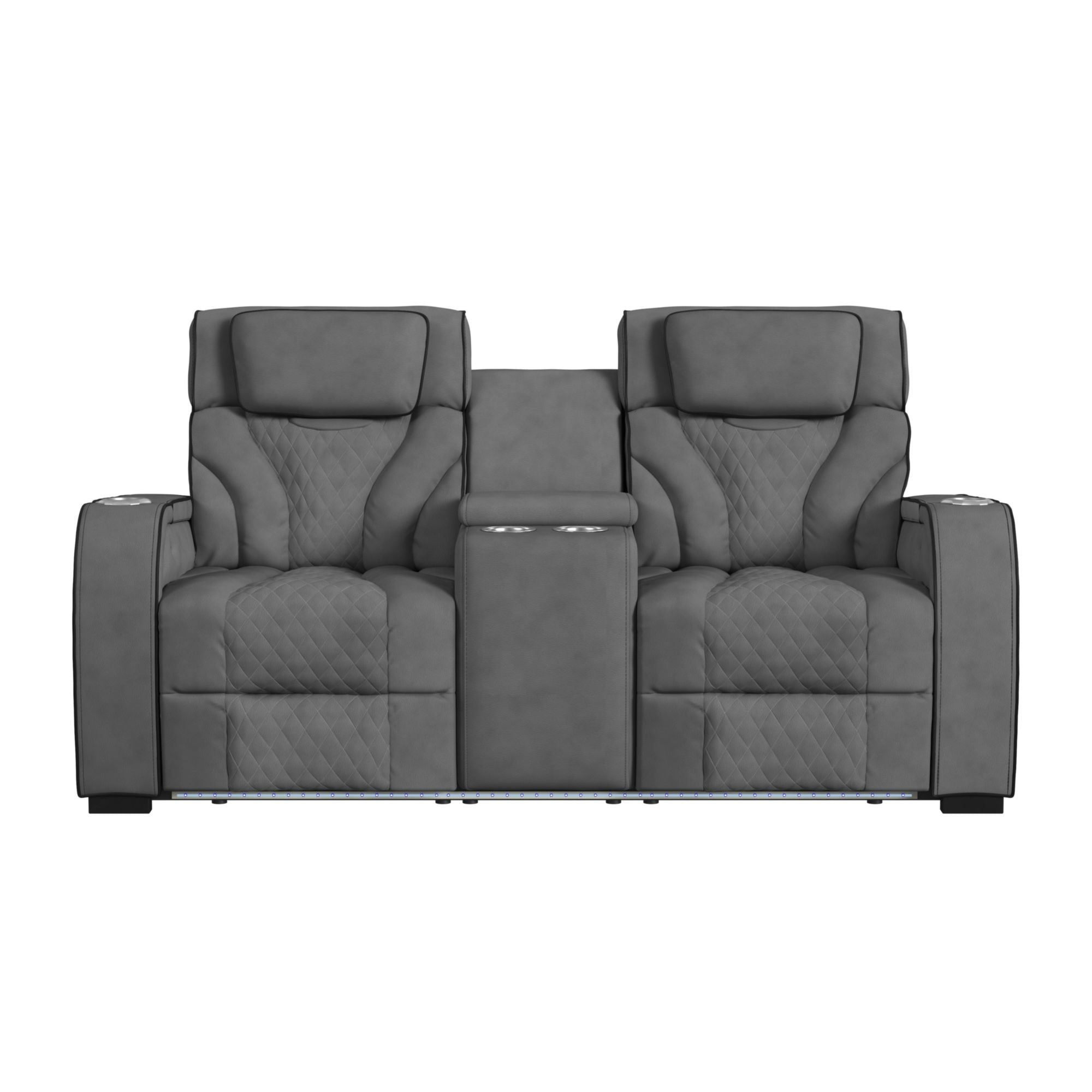 Blitz - Motion Loveseat With Console, And LED