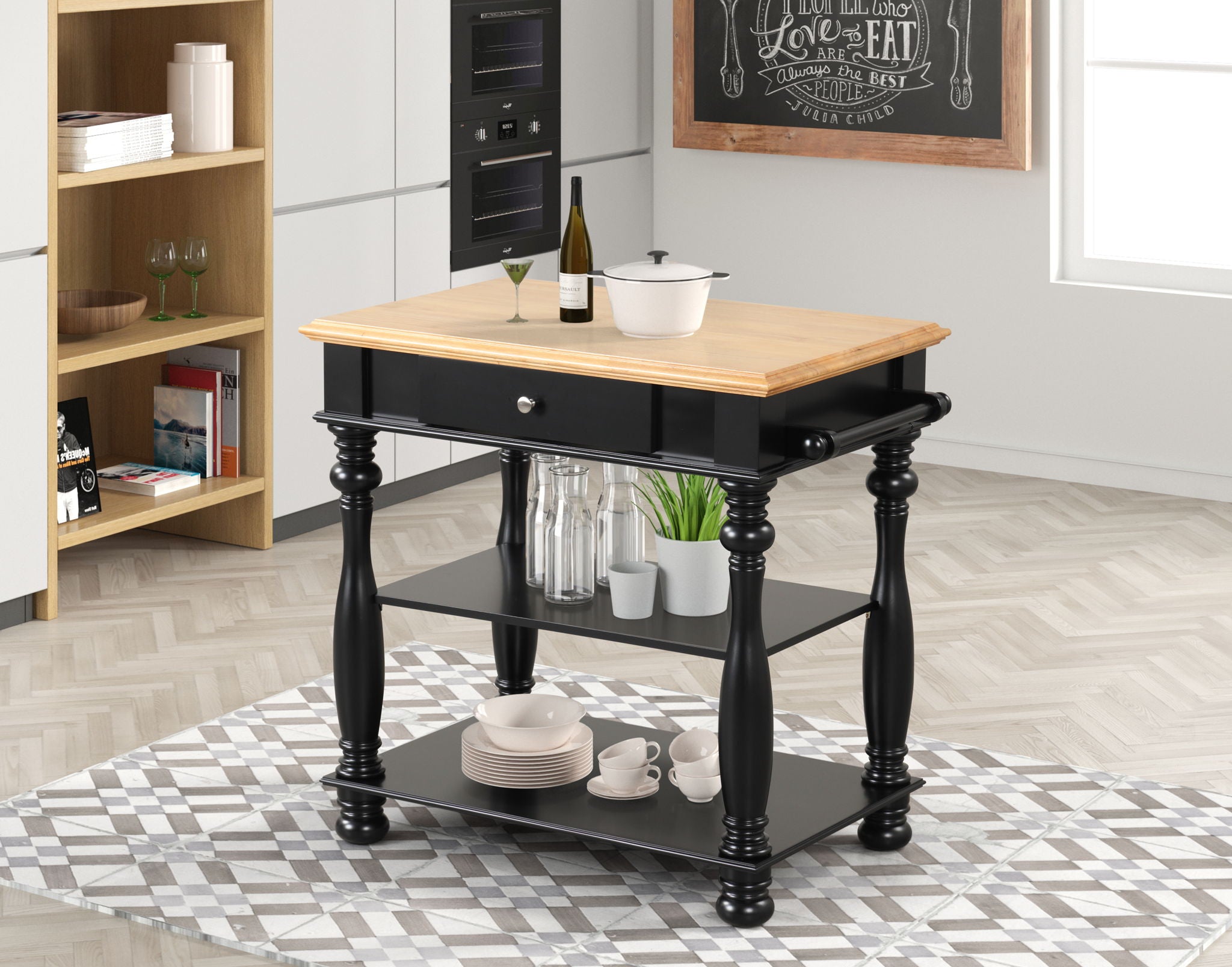 Avondale - Kitchen Island - Light Brown / Black