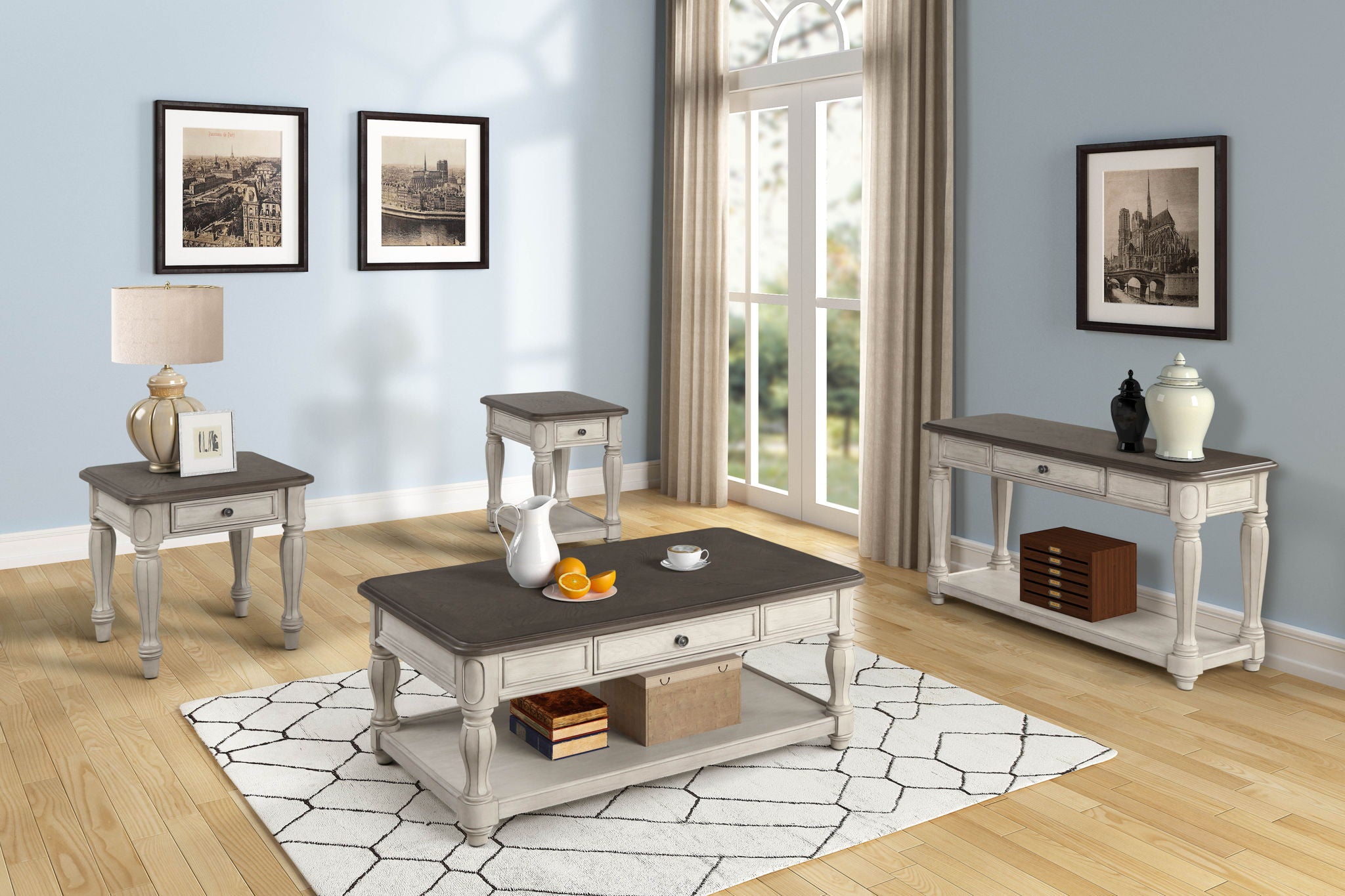 Linden - End Table - White / Ebony