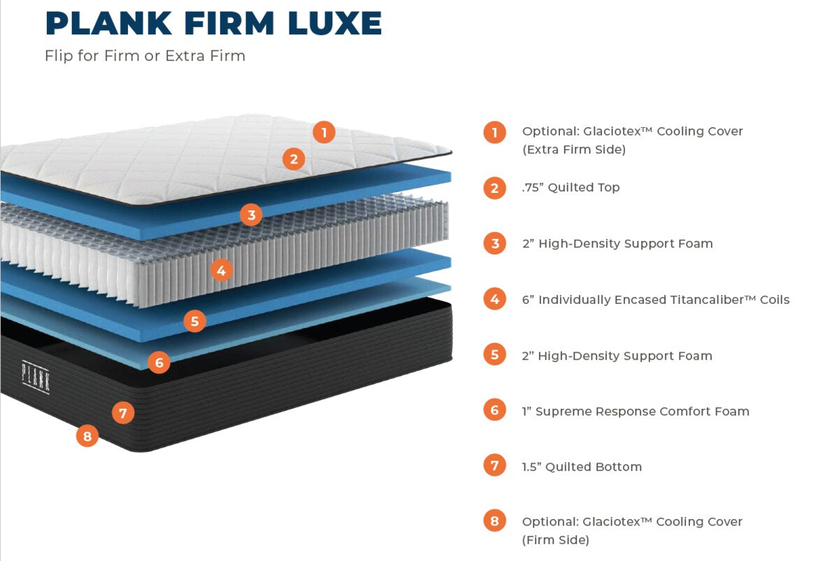 Plank Firm Luxe with GlacioTex™️ Cooling Cover by Brooklyn Bedding - Text 832-585-3360 for the Best Price!