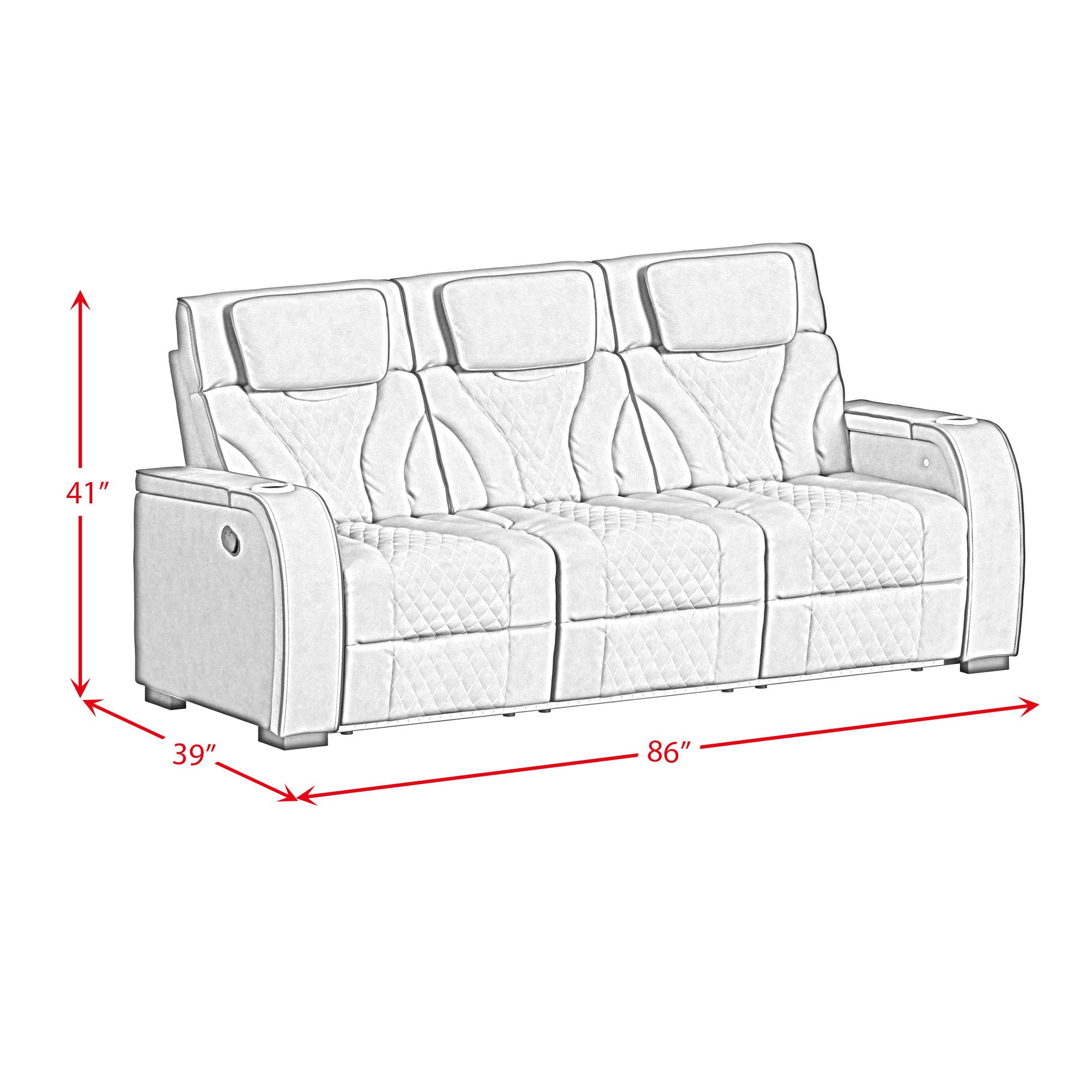 Blitz - Motion Sofa With DDT, Reading Light, Wireless Charger And LED