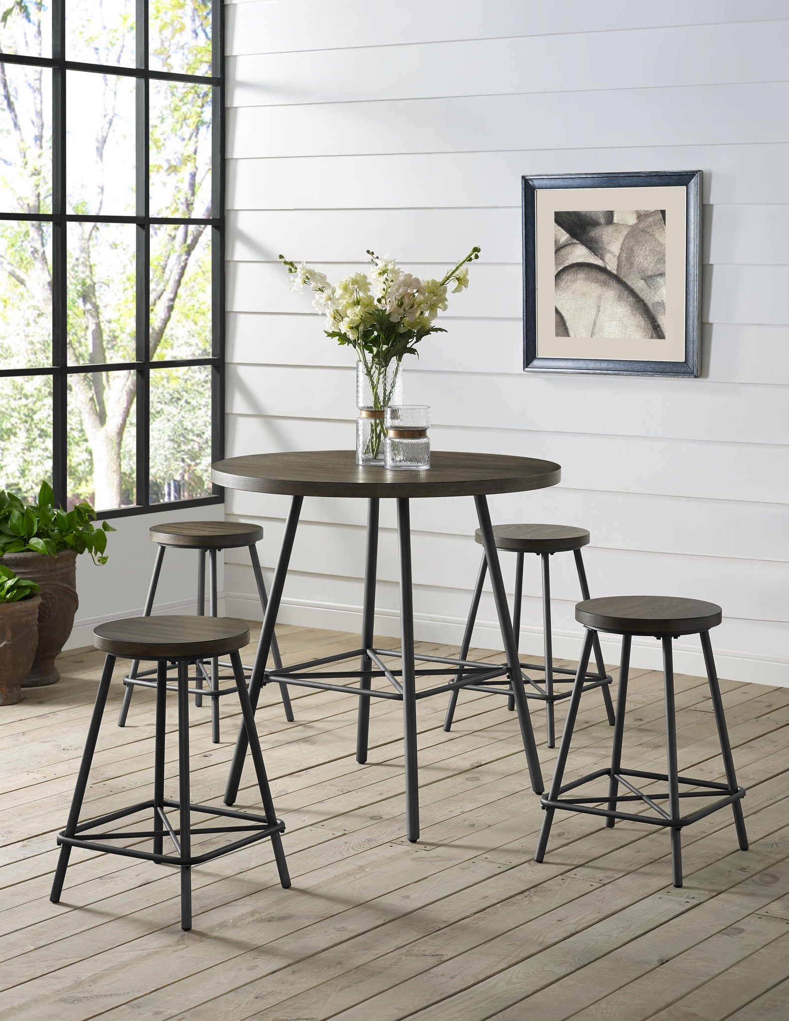 Branson - 5 Piece Counter Dining Set - Aged Barrel